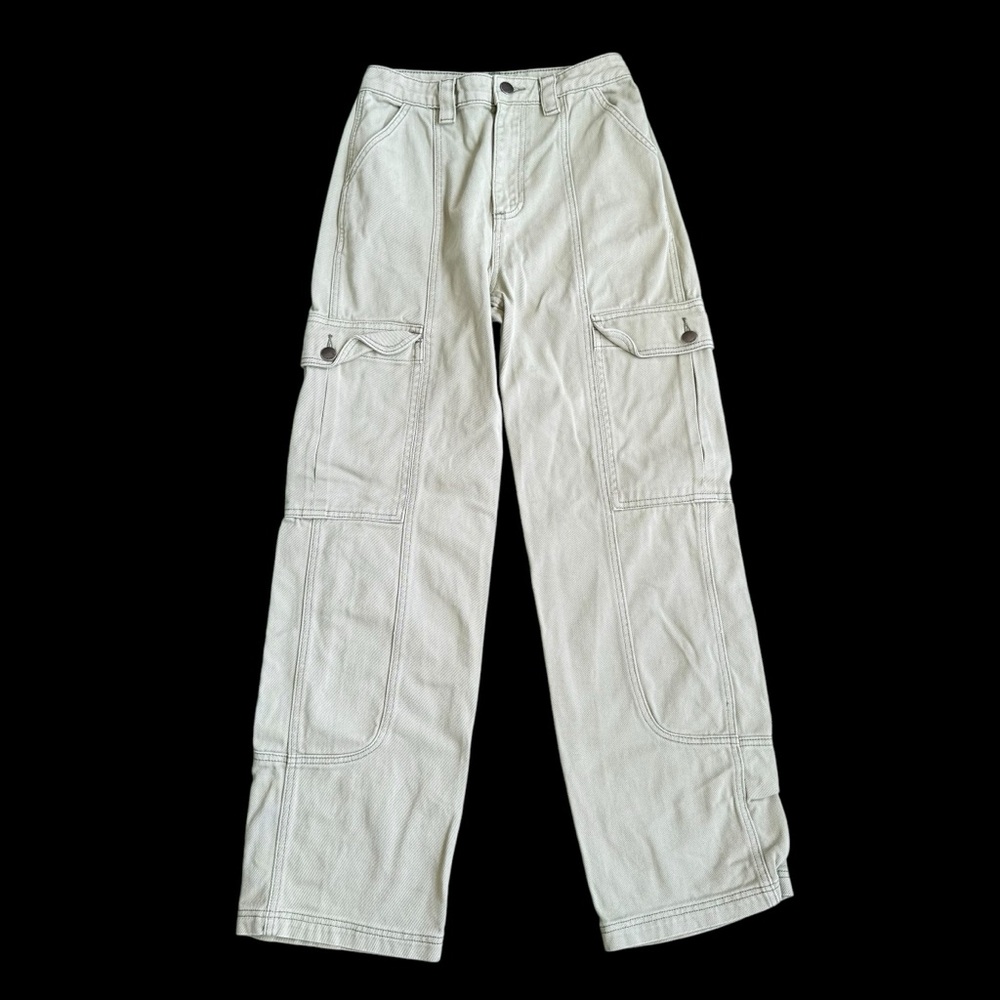 Billabong women’s Y2K pants cargo pockets wide leg light green size 25